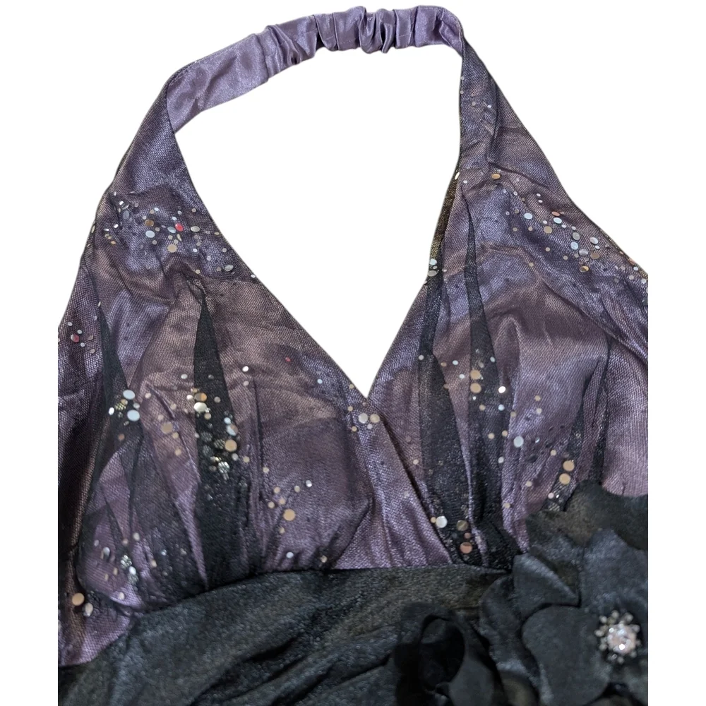Whimsigoth Dark Fairy Celestial Glitter Halter Dress XS Y2K 2000s - Picture 8 of 15